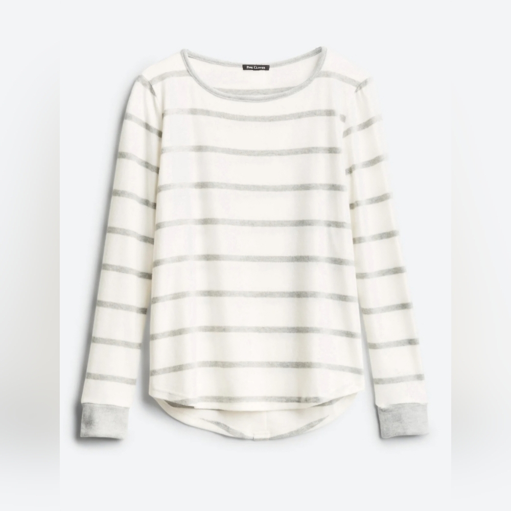 PINK CLOVER | Kamie Button Back Brushed Knit Top | Size: Medium | Striped